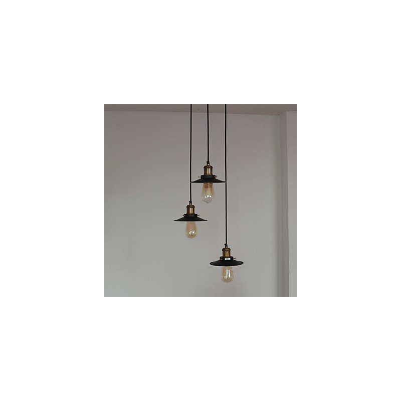 Lámpara colgante vintage de 3 luces con pantalla de hierro