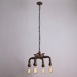 Lámpara colgante con pintura retro de 4 luces y diseño de pipa de agua