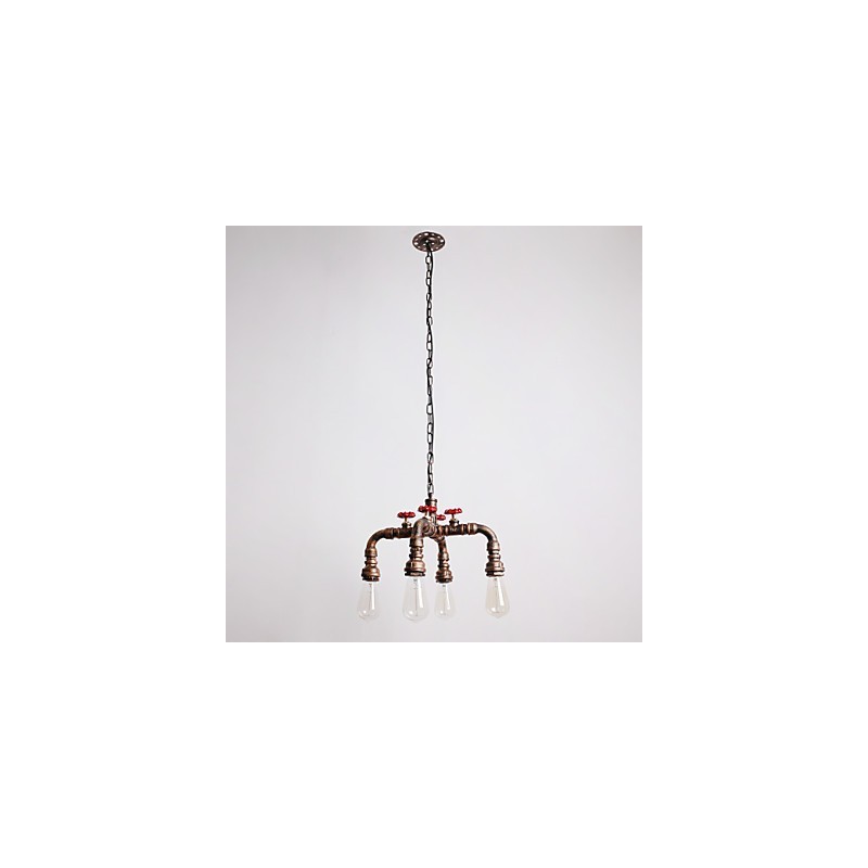 Lámpara colgante con pintura retro de 4 luces y diseño de pipa de agua