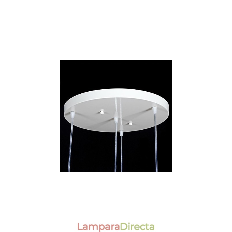 Lámpara colgante blanca de cuatro luces con pantalla de cristal dorado a mano, estilo retro europeo clásico.