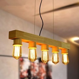 Lámparas colgantes de madera rústica de bambú