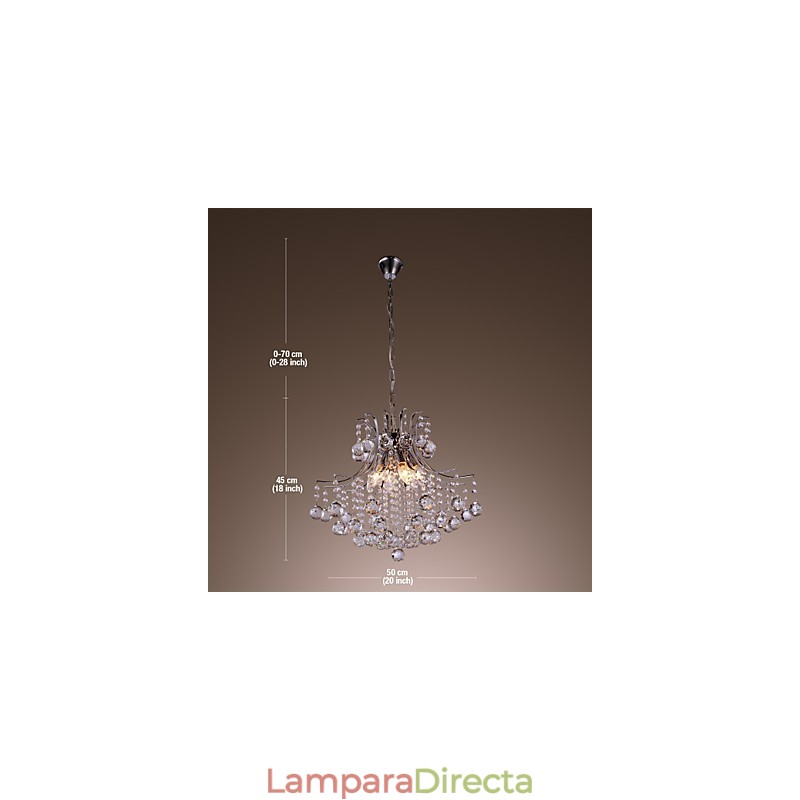 Lámpara colgante moderna de metal galvanizado estilo mini cristal contemporáneo