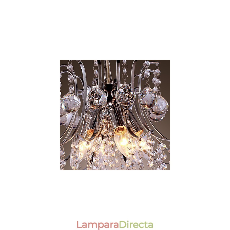 Lámpara colgante moderna de metal galvanizado estilo mini cristal contemporáneo