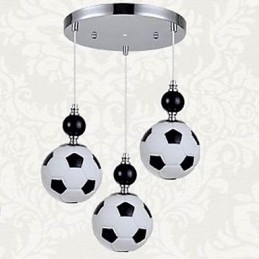 Lámpara colgante redonda clásica moderna de fútbol de 3 luces