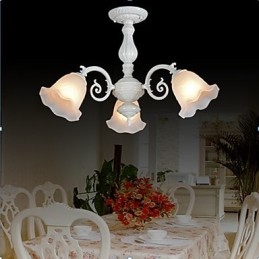 Lámpara empotrada de tres luces, estilo retro europeo clásico, color blanco