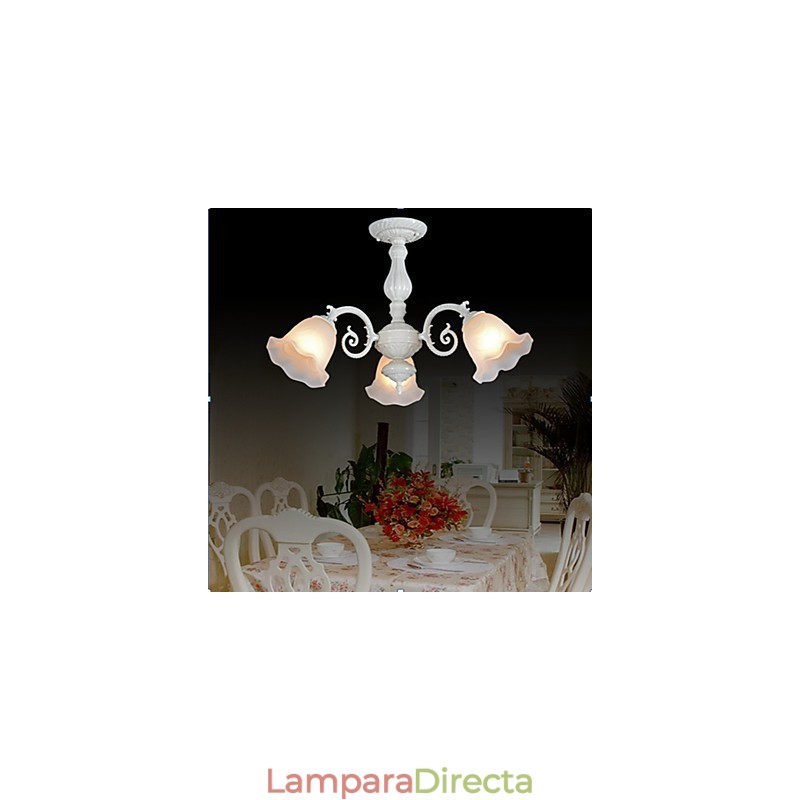 Lámpara empotrada de tres luces, estilo retro europeo clásico, color blanco