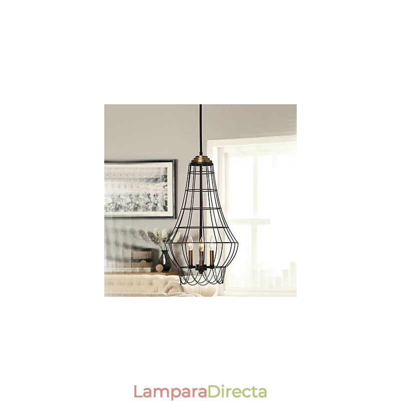 Lámpara colgante de metal con pintura estilo campestre en miniatura