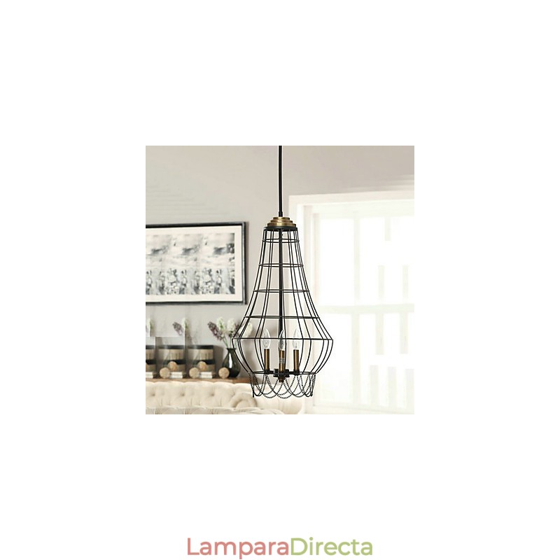 Lámpara colgante de metal con pintura estilo campestre en miniatura