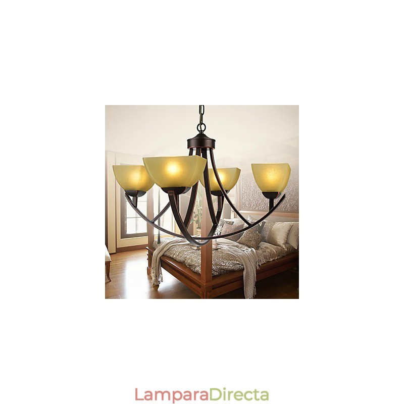 Lámpara de araña de 4 luces, tradicional, clásica, vintage, de metal.