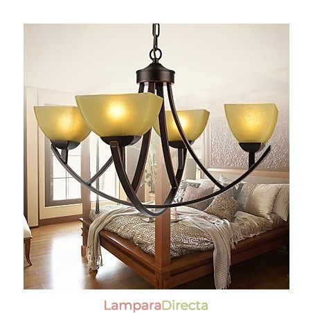 Lámpara de araña de 4 luces, tradicional, clásica, vintage, de metal. Lámpara de araña de 4 luces, tradicional, clásica, vintage, de metal.