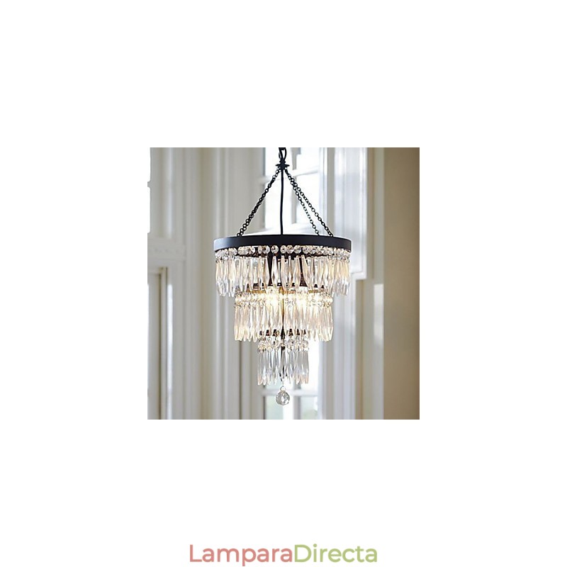 Lámpara colgante de 3 luces moderna y elegante con pintura de cristal y metal.