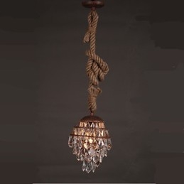 Lámpara de araña de cristal de imitación de viento industrial de cáñamo de estilo retro para salón