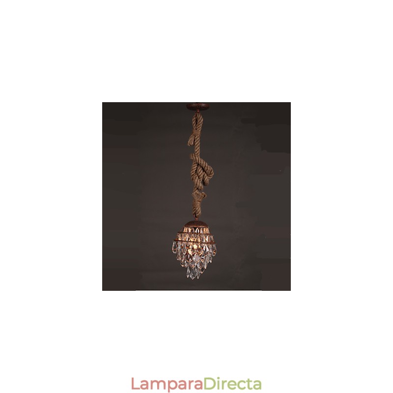 Lámpara de araña de cristal de imitación de viento industrial de cáñamo de estilo retro para salón