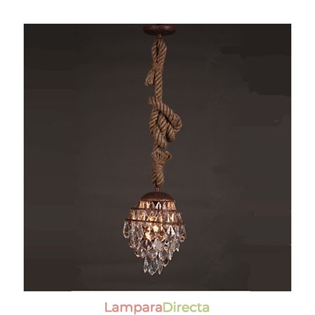 Lámpara de araña de cristal de imitación de viento industrial de cáñamo de estilo retro para salón Lámpara de araña de cristal de imitación de viento industrial de cáñamo de estilo retro para salón
