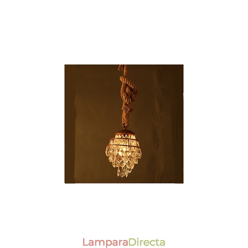 Lámpara de araña de cristal de imitación de viento industrial de cáñamo de estilo retro para salón