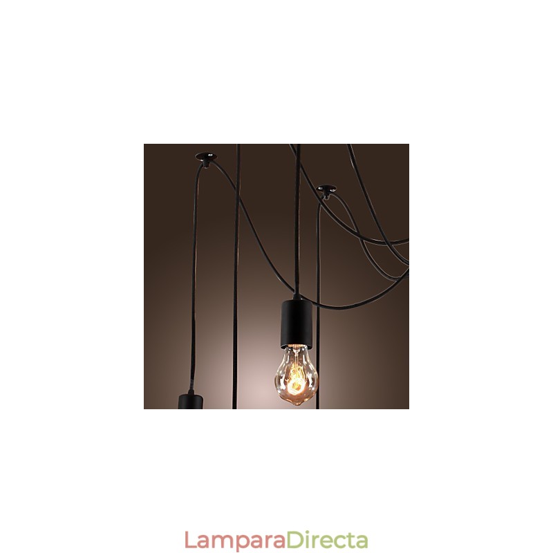 Lámpara colgante de 10 luces con diseño vintage y bombillas incluidas.