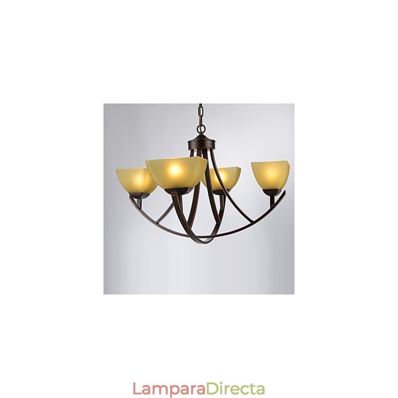 Lámpara de araña de 4 luces, tradicional, clásica, vintage, de metal.