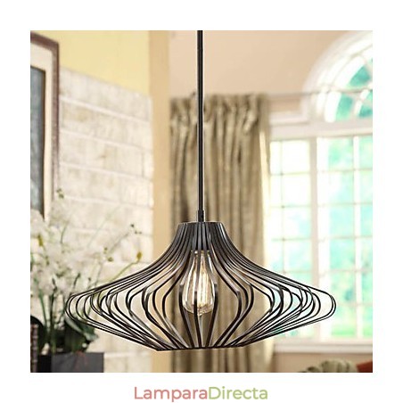 Lámpara colgante moderna con pantalla de estructura metálica negra Lámpara colgante moderna con pantalla de estructura metálica negra