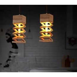 Lámparas colgantes de madera rústica de bambú