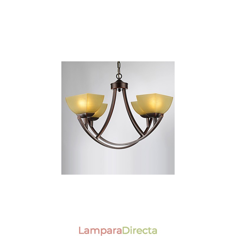 Lámpara de araña de 4 luces, tradicional, clásica, vintage, de metal.