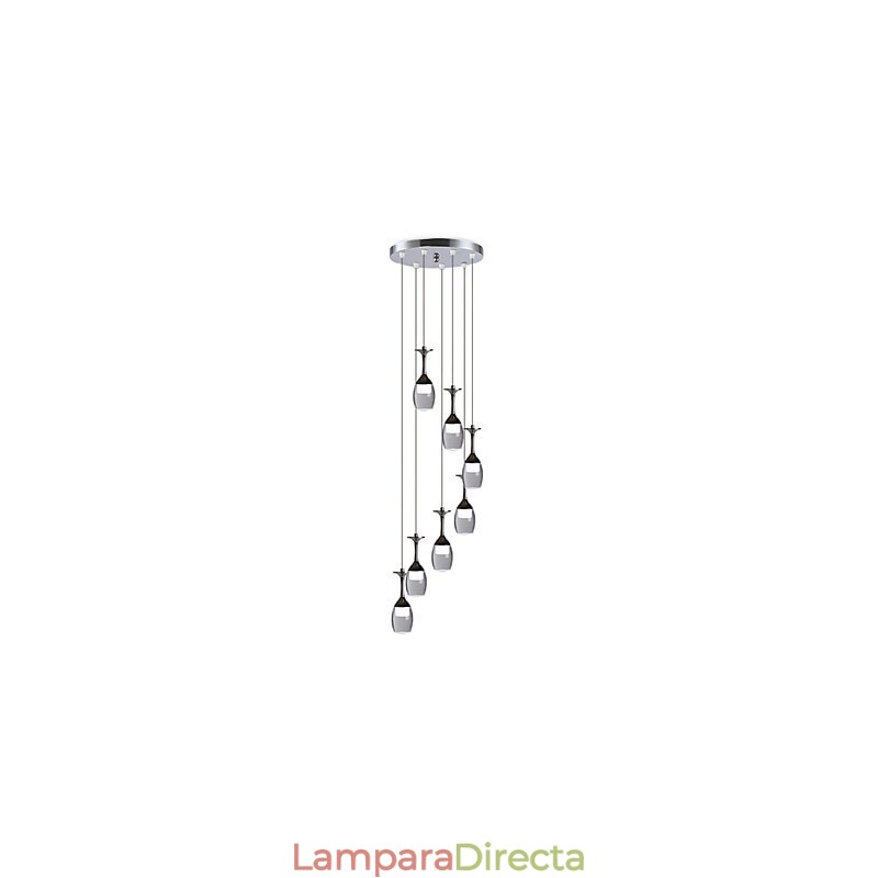 Lámpara colgante moderna con 7 luces y bombillas integradas para escalera.
