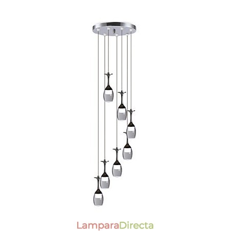 Lámpara colgante moderna con 7 luces y bombillas integradas para escalera. Lámpara colgante moderna con 7 luces y bombillas integradas para escalera.