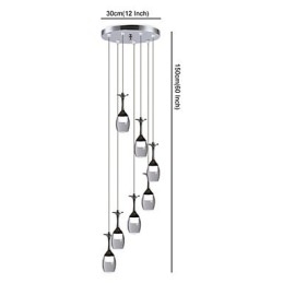 Lámpara colgante moderna con 7 luces y bombillas integradas para escalera.