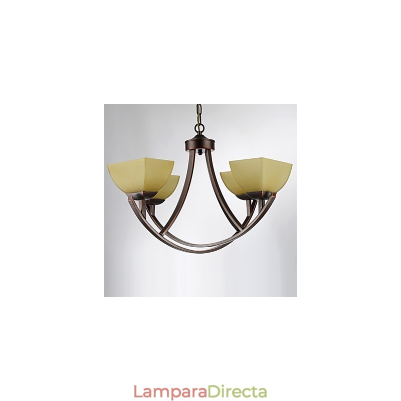 Lámpara de araña de 4 luces, tradicional, clásica, vintage, de metal.