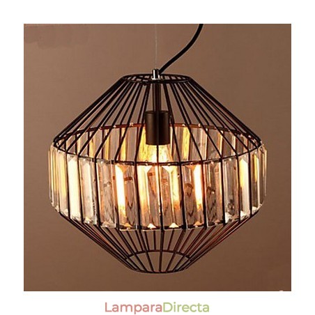 Lámpara de araña de cristal con forma de jaula de pájaros de hierro forjado vintage Lámpara de araña de cristal con forma de jaula de pájaros de hierro forjado vintage