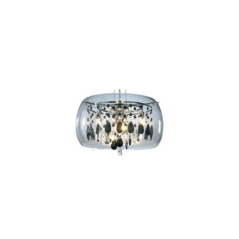 Lámpara colgante moderna y contemporánea de cristal en forma de tambor, estilo mini, galvanizada