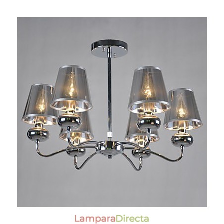 Lámpara de araña vintage de 6 luces, clásica, de tela y metal, con pintura Lámpara de araña vintage de 6 luces, clásica, de tela y metal, con pintura