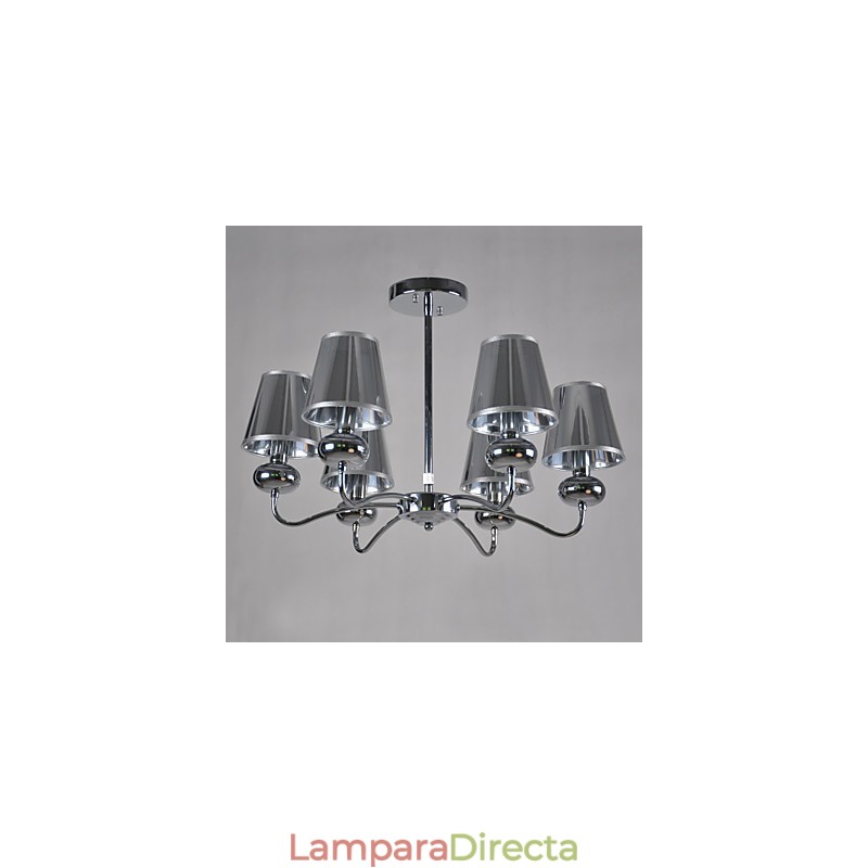 Lámpara de araña vintage de 6 luces, clásica, de tela y metal, con pintura