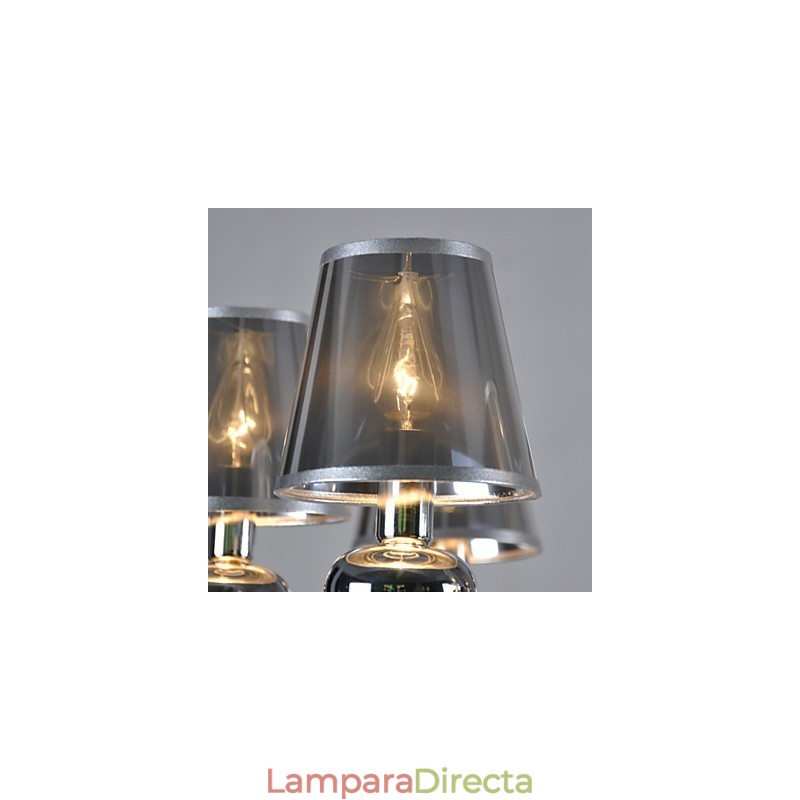 Lámpara de araña vintage de 6 luces, clásica, de tela y metal, con pintura