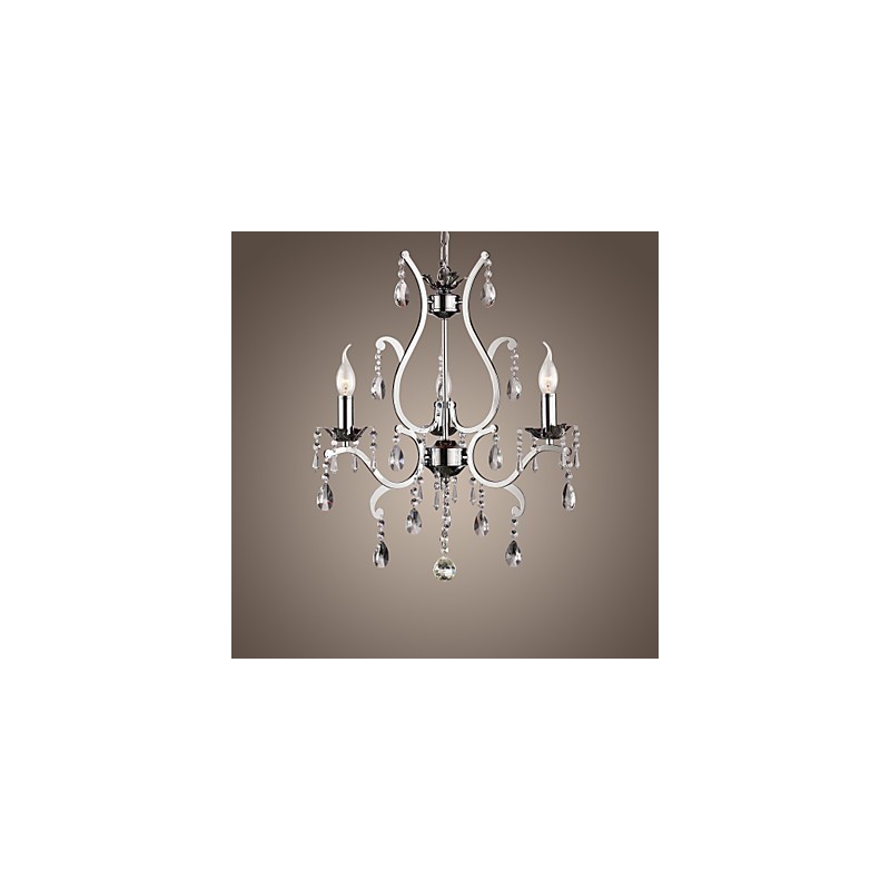 Lámpara de araña de cristal con 3 luces en metal