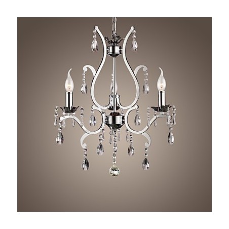 Lámpara de araña de cristal con 3 luces en metal Lámpara de araña de cristal con 3 luces en metal