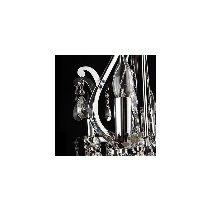 Lámpara de araña de cristal con 3 luces en metal