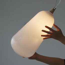 Lámpara colgante de botella de vidrio blanco leche Curva natural