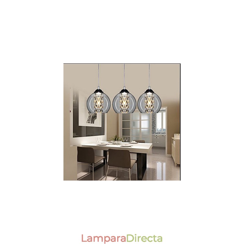 Lámpara colgante de bola de cristal tres