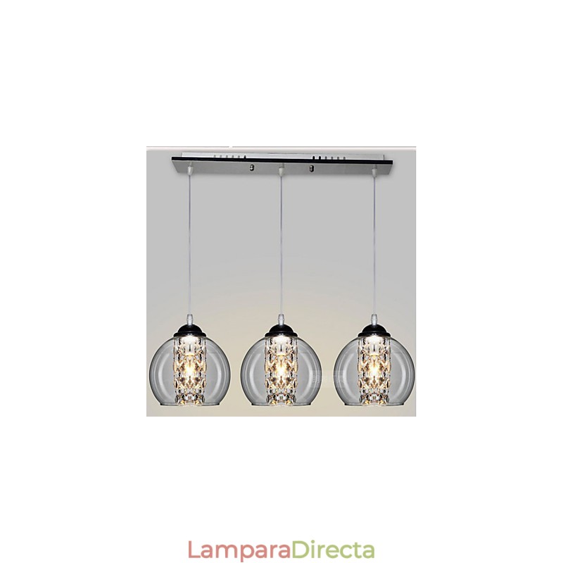 Lámpara colgante de bola de cristal tres
