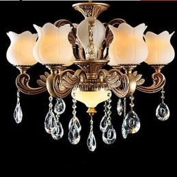 Lámpara colgante de cristal europea y lámpara de lujo.