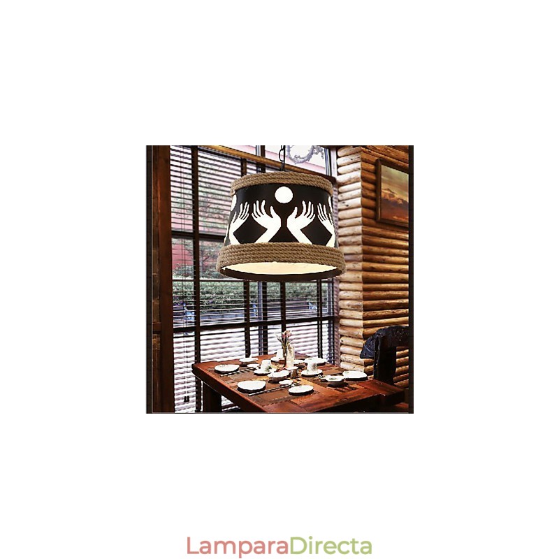 Lámpara de araña pastoral sencilla de cáñamo estilo cafetería retro americana