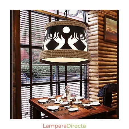 Lámpara de araña pastoral sencilla de cáñamo estilo cafetería retro americana Lámpara de araña pastoral sencilla de cáñamo estilo cafetería retro americana