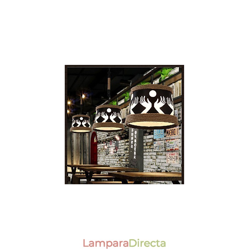Lámpara de araña pastoral sencilla de cáñamo estilo cafetería retro americana