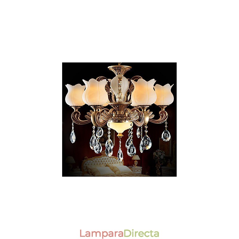 Lámpara colgante de cristal europea y lámpara de lujo.