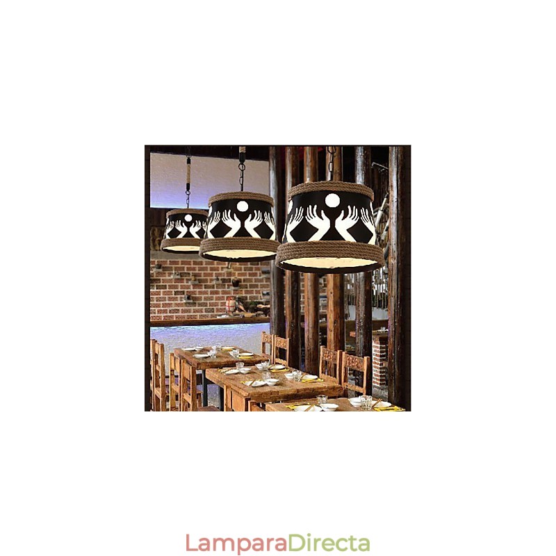 Lámpara de araña pastoral sencilla de cáñamo estilo cafetería retro americana