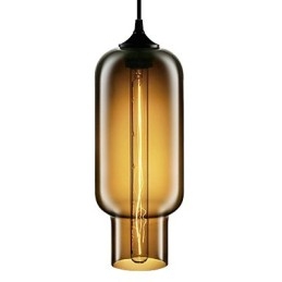 Lámpara colgante moderna de cristal de 70 W con diseño de burbujas marrones