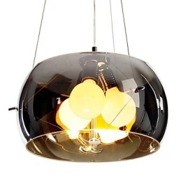 Lámpara colgante moderna de estilo italiano de 3 luces con pantalla transparente negra