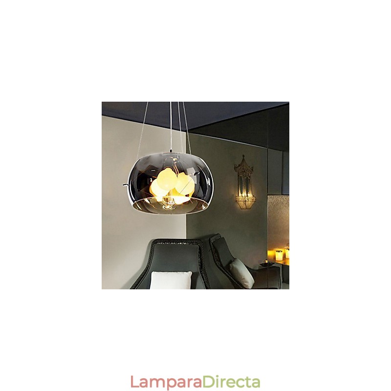 Lámpara colgante moderna de estilo italiano de 3 luces con pantalla transparente negra