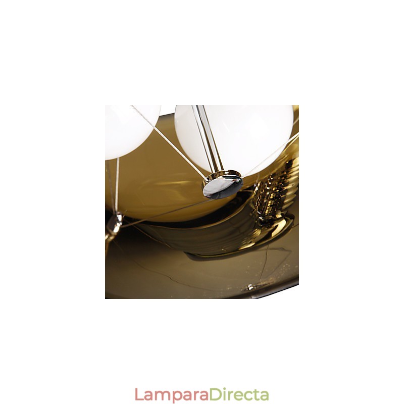 Lámpara colgante moderna de estilo italiano de 3 luces con pantalla transparente negra