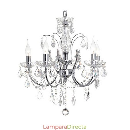 Lámpara de araña clásica tradicional de metal cromado y cristal Lámpara de araña clásica tradicional de metal cromado y cristal